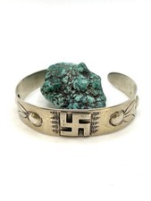 Native American Navajo Whirling Log Bracelet Pre Fred Harvey Era Sterling Cuff - Additional view 3
