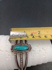 Vintage Fred Harvey Era Navajo Sterling Silver Turquoise Cuff Bracelet 32.24g - Additional view 11