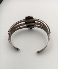 Vintage Fred Harvey Era Navajo Sterling Silver Turquoise Cuff Bracelet 32.24g - Additional view 4