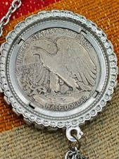 Vintage Trading post Fred Harvey Walker Half Dollar Neckace Hubel Glass  - Additional view 3
