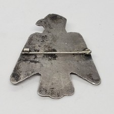 Vintage Fred Harvey Era Thunderbird Sterling Silver & Turquoise BROOCH - Additional view 4