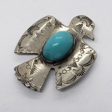 Vintage Fred Harvey Era Thunderbird Sterling Silver PENDANT Hook BROOCH - Additional view 1