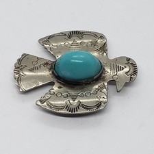 Vintage Fred Harvey Era Thunderbird Sterling Silver PENDANT Hook BROOCH - Additional view 2