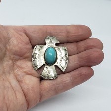 Vintage Fred Harvey Era Thunderbird Sterling Silver PENDANT Hook BROOCH - Additional view 11