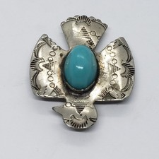 Vintage Fred Harvey Era Thunderbird Sterling Silver PENDANT Hook BROOCH - Additional view 4