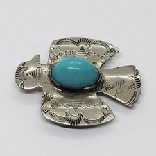 Vintage Fred Harvey Era Thunderbird Sterling Silver PENDANT Hook BROOCH - Additional view 5