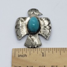 Vintage Fred Harvey Era Thunderbird Sterling Silver PENDANT Hook BROOCH - Additional view 10