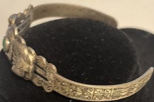 Fred Harvey VTG Navajo Sterling Silver Turquoise Thunderbird Snake Cuff Bracelet - Additional view 6