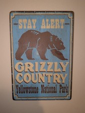 Grizzly Country Yellowstone National Park Novelty Wood Sign Fred Harvey Trading
