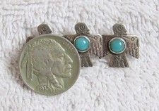 Antique Fred Harvey Era Navajo Indian Route 66 Nickel Silver Thunderbird Pin - Additional view 2
