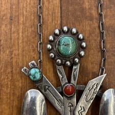 Vintage Native American Turquoise Necklace Fred Harvey Era Navajo OLD PAWN  - Additional view 6