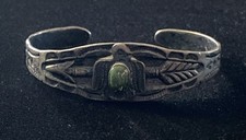 VTG OLD FRED HARVEY ERA Navajo THUNDERBIRD Turquoise Sterling silver Bracelet - Additional view 2
