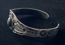 VTG OLD FRED HARVEY ERA Navajo THUNDERBIRD Turquoise Sterling silver Bracelet - Additional view 8