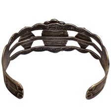 Fred Harvey Era 1940s Navajo Repouse SterlingSilver Cerrillos Turquoise Bracelet - Additional view 3