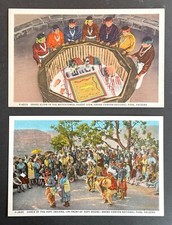 Fred Harvey Hopi Indians Dance Snake Altar 2 Linen Postcards Grand Canyon AZ