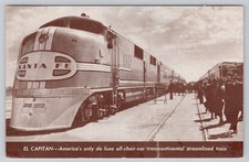 1942 Santa Fe Railway El Capitan Streamliner Albuquerque NM Postcard Fred Harvey