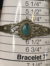 Fred Harvey Era Railroad Sterling & Turquoise Bracelet Sz 6 - 6.25 With Flex - Additional view 10