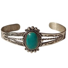 Fred Harvey Era Bell Trading Post Kingman Turquoise Sterling Bracelet - Additional view 2