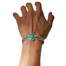 Fred Harvey Era Bell Trading Post Kingman Turquoise Sterling Bracelet - Additional view 5