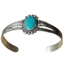 Fred Harvey Era Bell Trading Post Kingman Turquoise Sterling Bracelet