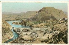 Site Of Elephant Butte Dam, New Mexico Vintage Fred Harvey Postcard