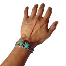 Fred Harvey Era 1940s Sterling Silver Royston Turquoise Cuff Bracelet - Additional view 4