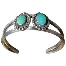 Fred Harvey Era 1940s Sterling Silver Royston Turquoise Cuff Bracelet