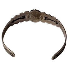 Detailed 1940s Fred Harvey Era Sterling Silver Cerrillos Turquoise Bracelet - Additional view 2