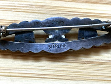 Vintage Native American Fred Harvey Era Sterling Silver Turquoise & Pin Brooch - Additional view 5