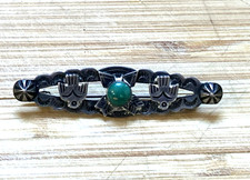 Vintage Native American Fred Harvey Era Sterling Silver Turquoise & Pin Brooch
