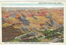 Vintage Arizona Linen Postcard Fred Harvey Grand Canyon El Tovar Hotel Aerial