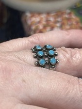 Fred Harvey Era Turquoise Sterling Railroad Jewelry- Ring Sz 6 Signed Stamped - Additional view 12