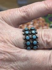 Fred Harvey Era Turquoise Sterling Railroad Jewelry- Ring Sz 6 Signed Stamped - Additional view 13