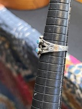 Fred Harvey Era Turquoise Sterling Railroad Jewelry- Ring Sz 6 Signed Stamped - Additional view 3