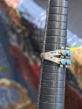 Fred Harvey Era Turquoise Sterling Railroad Jewelry- Ring Sz 6 Signed Stamped - Additional view 8