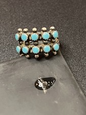 Fred Harvey Era Turquoise Sterling Railroad Jewelry- Ring Sz 6 Signed Stamped