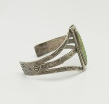 Fred Harvey era old sterling sivler turquoise thunder bird stamping bracelet - Additional view 2