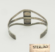 Fred Harvey era old sterling sivler turquoise thunder bird stamping bracelet - Additional view 4