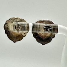 Fred Harvey 925 Sterling Silver Stone Inlay Stamped Heart Post Back Earrings - Additional view 15