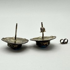 Fred Harvey 925 Sterling Silver Stone Inlay Stamped Heart Post Back Earrings - Additional view 20