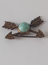 Fred Harvey Era Navajo Dine Turquoise Crossed Arrows Pin Brooch - Additional view 2
