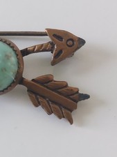 Fred Harvey Era Navajo Dine Turquoise Crossed Arrows Pin Brooch - Additional view 5