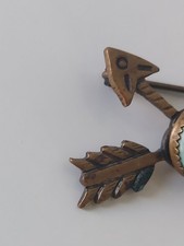 Fred Harvey Era Navajo Dine Turquoise Crossed Arrows Pin Brooch - Additional view 6