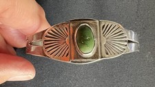 Vintage Pawn FRED HARVEY Navajo Sterling Silver Sunburst Turquoise CUFF BRACELET - Additional view 2