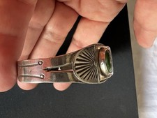 Vintage Pawn FRED HARVEY Navajo Sterling Silver Sunburst Turquoise CUFF BRACELET - Additional view 3