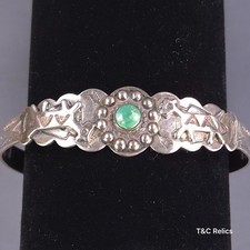 Vintage Navajo Sterling Silver Green Turquoise Fred Harvey Era Cuff Bracelet