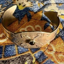 Fred Harvey Style Silver 925 Opal Arrow Head Cuff Bracelet Open End Used - Additional view 1