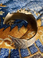 Fred Harvey Style Silver 925 Opal Arrow Head Cuff Bracelet Open End Used - Additional view 3