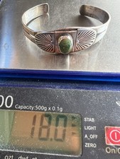 Vintage Pawn FRED HARVEY Navajo Sterling Silver Sunburst Turquoise CUFF BRACELET - Additional view 7