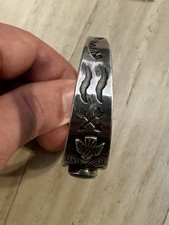 Fred Harvey Native American Thunderbird Turquoise Sterling Silver Cuff Bracelet - Additional view 7